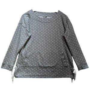 T By Talbots Women's Pullover Sweatshirt Long Sleeve Size L Gray Side Tie Hearts